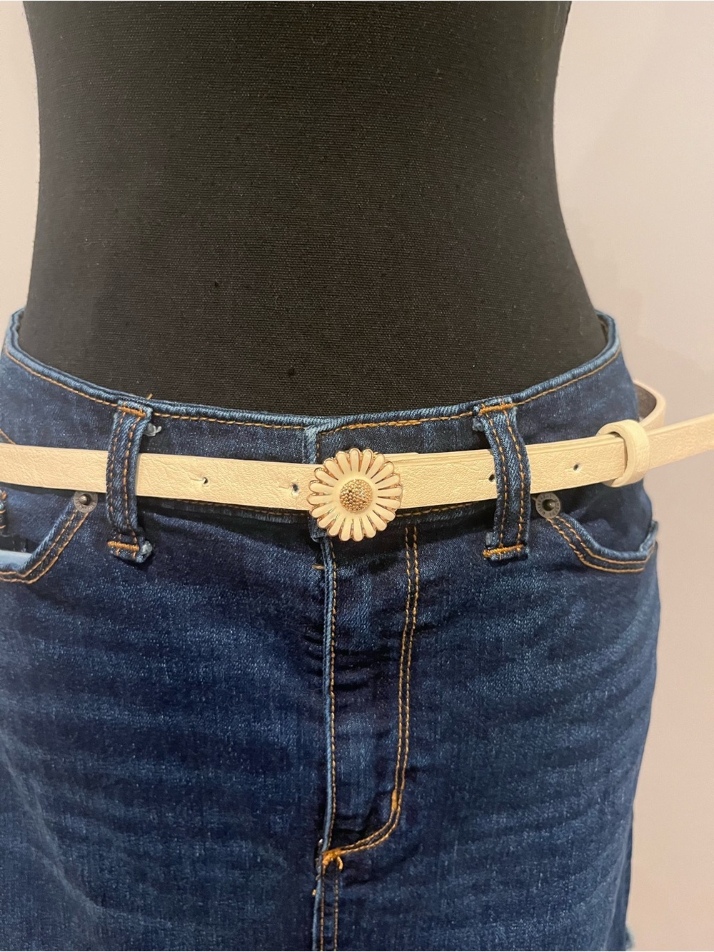 Ivory Belt with Flower Buckle